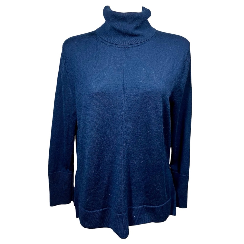 Banana Republic Factory 100% Merino Wool Navy Turtleneck Sweater Women's Large
